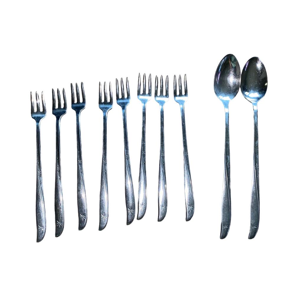 Oneida Vintage Stainless 8 piece long handled flatware cutlery spoon/fork set